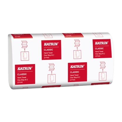 Picture of Z DISCONTINUED Katrin 61617 Classic Hand Towel Non Stop M2 Handy Pack- Z Fold 2 Ply- White