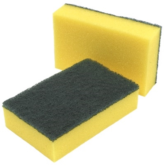 Picture of Yellow/Green Sponge Scourers Catering 14cm x 9cm