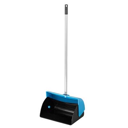 Picture of Hillbrush 305x1041mm Lobby Dustpan Black with Blue Lid