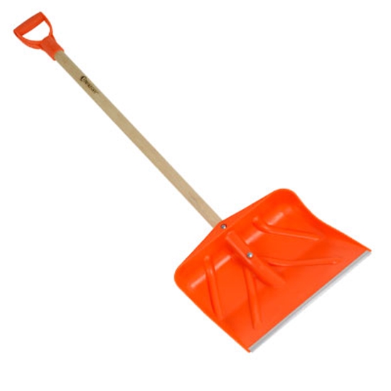 Picture of HILLBRUSH PSH100 380X1320 HEAVY DUTY SNOW SHOVEL WITH WOODEN HANDLE AND STEEL ICE CUTTER