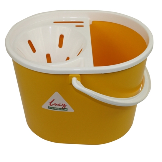 Picture of LUCY OVAL MOP BUCKET 7 LITRE WITH SIEVE YELLOW- SOLD EACH