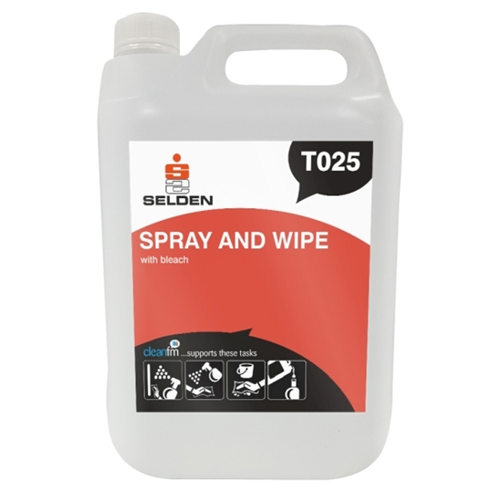 Picture of T025 Selden Spray & Wipe with Bleach Bactericidal Cleaner 5 Litre