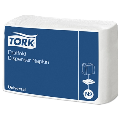 Picture of Tork 10933 N2 White Fastfold Dispenser Napkin 1 Ply