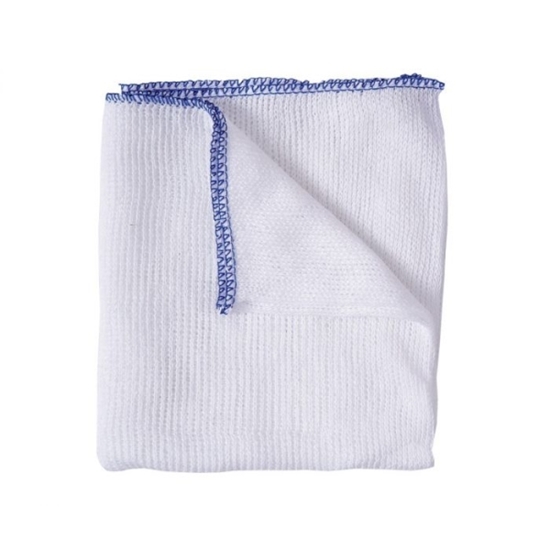 Picture of BLEACHED STOCKINETTE DISHCLOTH WITH BLUE BORDER- 30X40CM