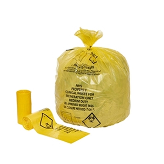 Picture of YELLOW CLINICAL WASTE SACK 11 X 17 X 26 [500]