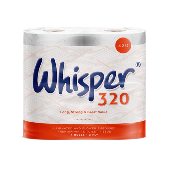 Picture of Whisper Toilet Rolls 2 Ply - 320 Sheets - 36 Rolls per case