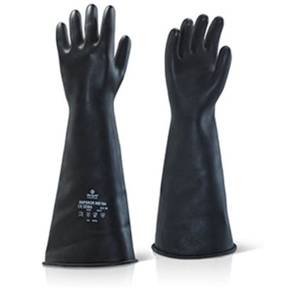 Picture of ME104 (7.5-8) 17" HD BLACK RUBBER GLOVES  SMALL