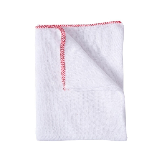 Picture of BLEACHED STOCKINETTE DISHCLOTH WITH RED BORDER- 30X40CM