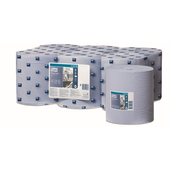 Picture of Tork 128208 M2 Wiping Paper Centrefeed 1 Ply Blue