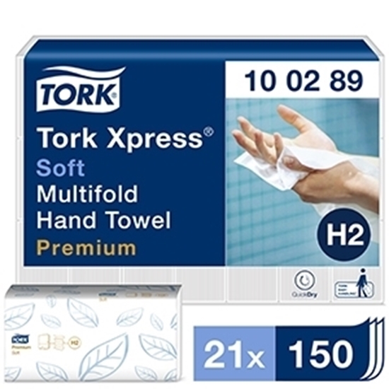 Picture of Tork 100289 H2 Xpress Soft Multifold Hand Towel 2 Ply- White