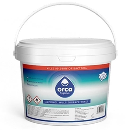 Picture of Orca Alcohol Disinfectant Wipes 70%- Tub of 400