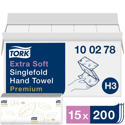 Picture of Tork H3 Extra Soft Singlefold Hand Towel Premium 2 Ply White