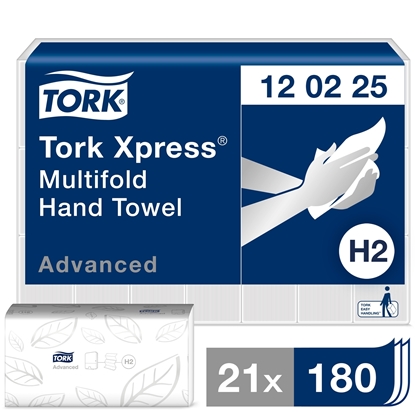 Picture of Tork Xpress 120225 H2 Multifold Hand Towel Advanced Zfold 2 Ply White