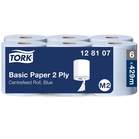 Picture of Tork 128107 M2 Basic Paper 2 Ply Centrefeed Blue