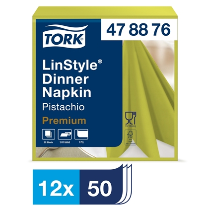 Picture of Tork Premium LinStyle® Pistachio Dinner Napkin 1/4 Folded 1 Ply