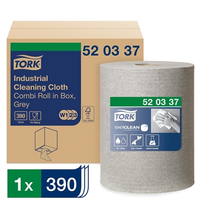 Picture of Tork W1/W2/W3 Industrial Cleaning Cloth 1 Ply Grey