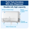 Picture of Tork 558040 T7 OptiServe® Coreless 2-Roll Toilet Paper Dispenser White