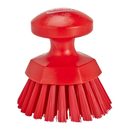 Picture of Vikan 38854 Round Hand Scrub Ø110mm- Hard Bristles Red