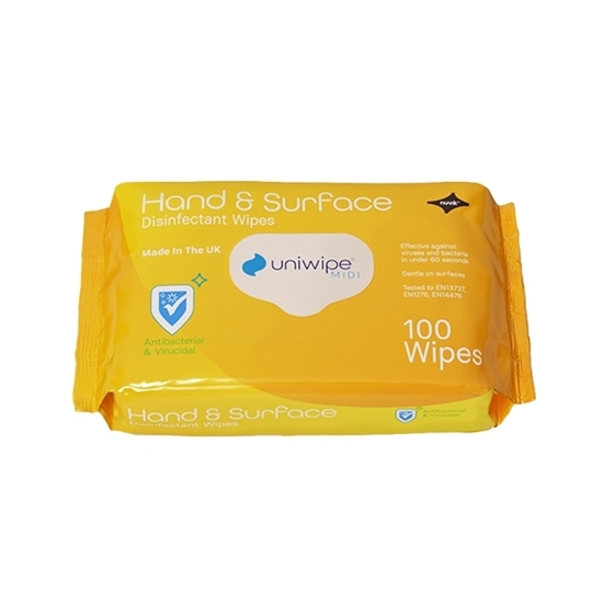 Picture of Hand & Surface Disinfectant Wipes Antibacterial & Virucidal (100 wipes)