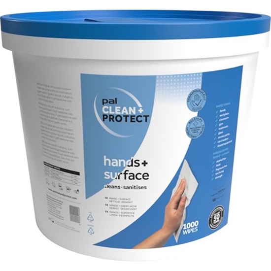 Picture of Pal Clean & Protect Hands & Surface Wipes 6 Litre Bucket 1000 wipes