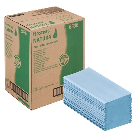 Picture of Hostess 6836 Natura Folded Blue Paper Towels 1 Ply BLUE