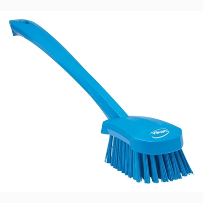 Picture of Vikan Washing Up Brush with Long Handle Hard Bristles 415MM BLUE