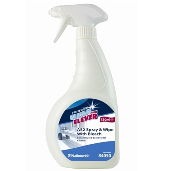 Picture of 84050 Clean and Clever AS2 Spray & Wipe with Bleach Concentrated Bactericidal Cleaner 750ml