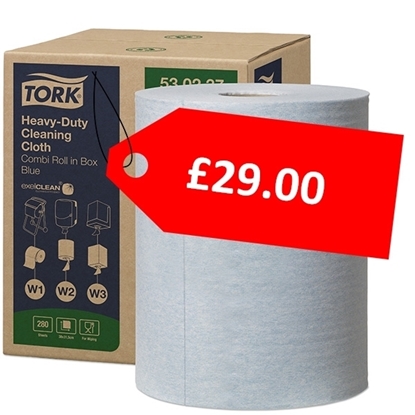 Picture of Tork 530237 Heavy-Duty Cleaning Cloth 1 Ply Blue - CLEARANCE SALE