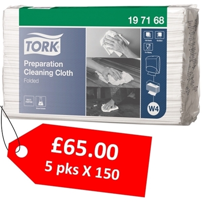 Picture of Tork Preparation Cleaning Cloth Folded 1-Ply White - CLEARANCE SALE