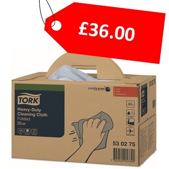 Picture of Tork W7 Heavy Duty Clean Cloth (Handy Box) BLUE - CLEARANCE SALE