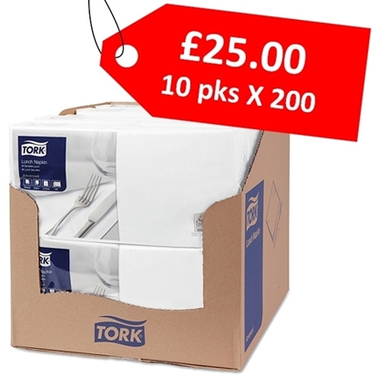 Picture of Tork Lunch Napkin 2 Ply White - CLEARANCE SALE