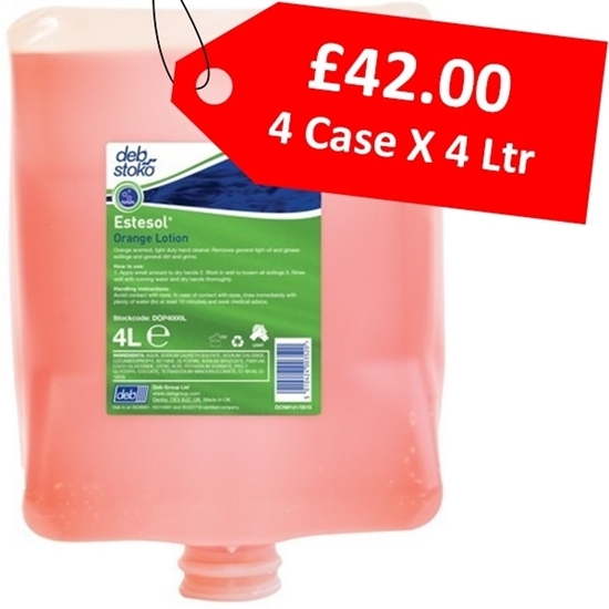 Picture of DOP4000L DEB ESTESOL ORANGE LOTION 4 x 4L - CLEARANCE SALE