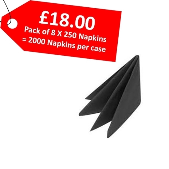 Picture of Swantex Black Cocktail Napkin 25cm 2 ply - CLEARANCE SALE