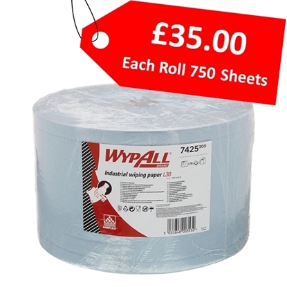 Picture of Wypall L30 Ultra+ Wipers 3-Ply Large Roll Blue - CLEARANCE SALE