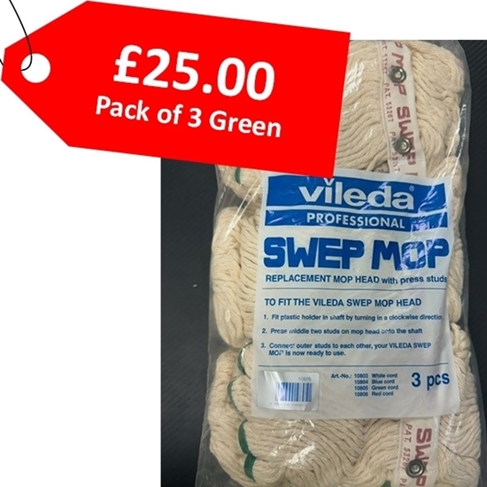 Picture of VILEDA SWEP MOP REPLACEMENT HEAD GREEN [3] - CLEARANCE SALE