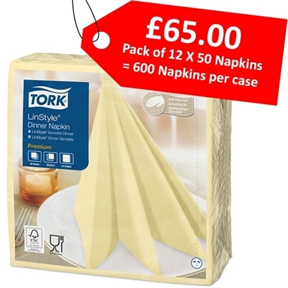 Picture of Tork Linstyle Dinner Napkin 1/8 Folded 1 Ply Premium - CLEARANCE SALE