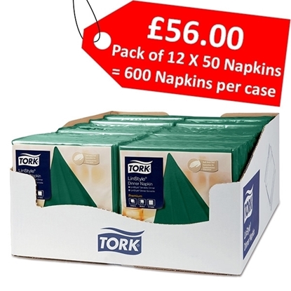 Picture of Tork Premium LinStyle® Moutain Pine Green Dinner Napkin 1/4 Folded 1 Ply - CLEARANCE SALE