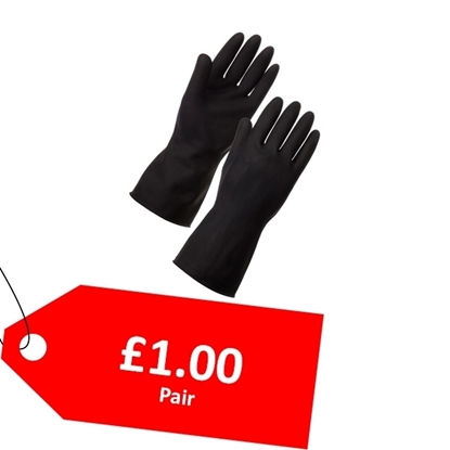 Picture of HEAVYWEIGHT LATEX BLACK GLOVE SMALL - PER PAIR - CLEARANCE SALE