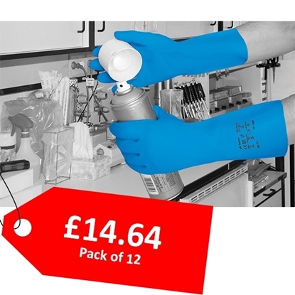 Picture of NITRI-TECH BLUE NITRILE GLOVE MEDIUM FLOCK LINED - CLEARANCE SALE