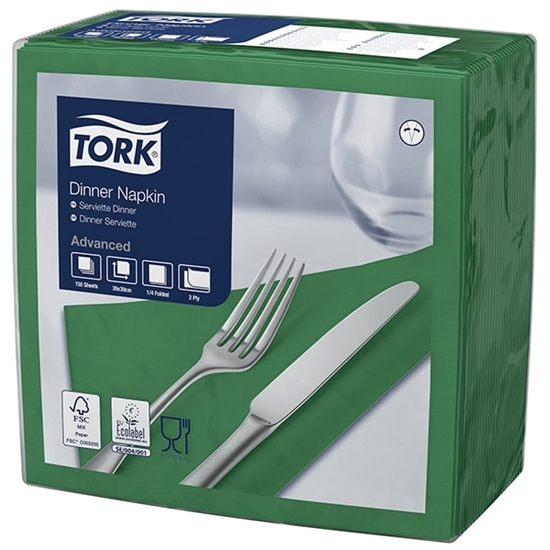 Picture of Tork Dark Green Dinner Napkin 2 Ply Folding 1/4