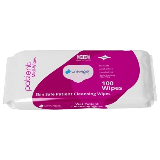 Picture of Uniwipe Patient Cleansing Midi Wipes (100X18)