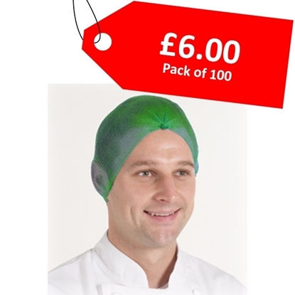 Picture of GREEN METAL FREE HAIRNET - KNOTTED (100) - CLEARANCE SALE