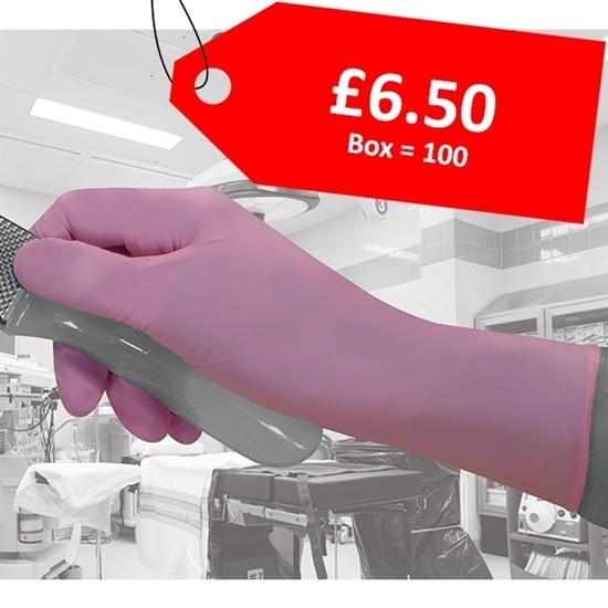 Picture of PINK NITRILE DISPOSABLE P/FREE  GLOVES LARGE (100) - CLEARANCE SALE