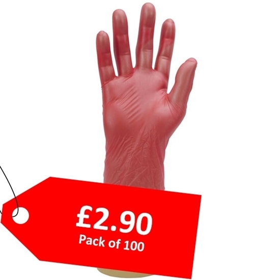 Picture of Shield GD17 Red Vinyl Powder Free Disposable Glove Small (100)  - CLEARANCE SALE