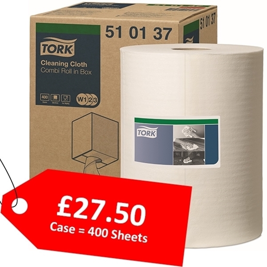 Picture of Tork W1 / W2 / W3 Cleaning Cloth 1 Ply White - CLEARANCE SALE