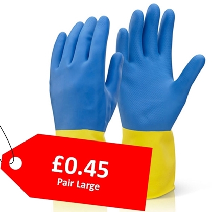 Picture of Heavyweight Yellow/Blue Large Glove Chemicals/Acid - CLEARANCE SALE