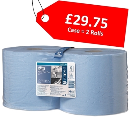 Picture of Tork W1/2 Wiping Paper Plus 2 Ply Blue Roll - CLEARANCE SALE