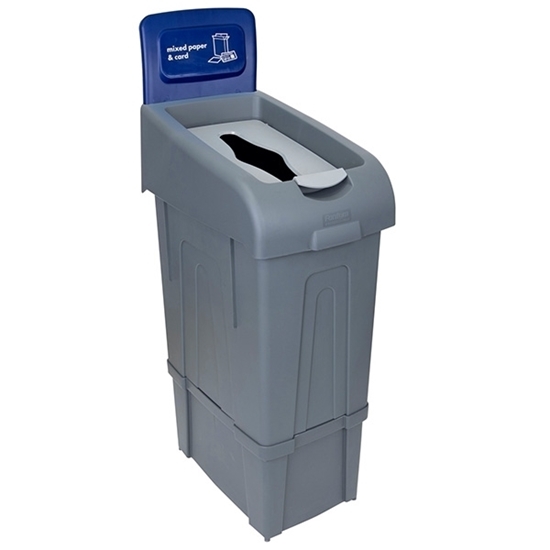 Picture of Dark Blue Procycle Recycling Bin, Lid & Back Panel 80L - for Mixed Paper & Card