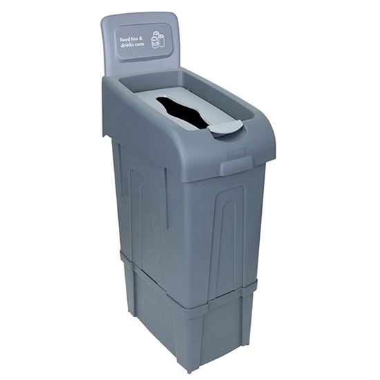 Picture of Grey Procycle Recycling Bin, Lid & Back Panel 80L - for Food Tins & Drinks Cans