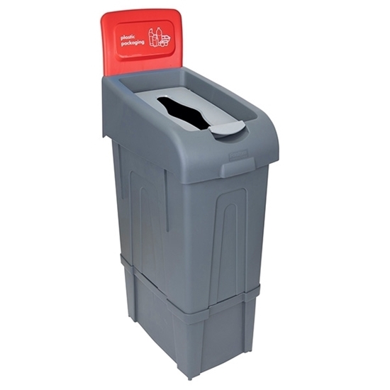 Picture of Red Procycle Recycling Bin, Lid & Back Panel 80L - for Plastic Packaging